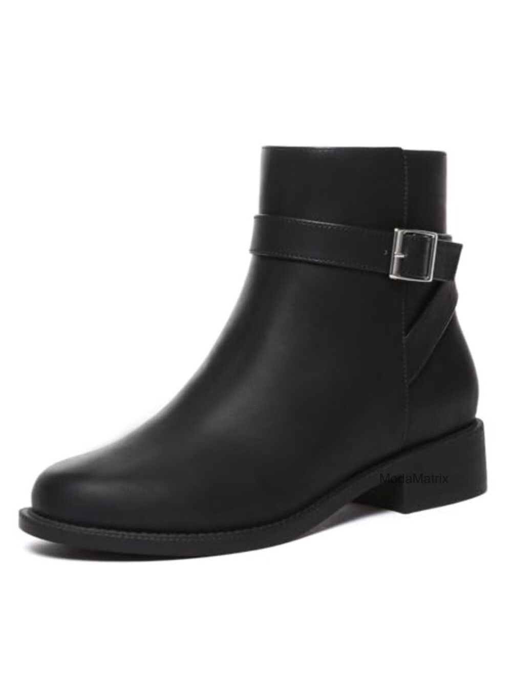 Womens Ankle Boots Chunky Low Heel Side Zip Round Toe Fall Booties